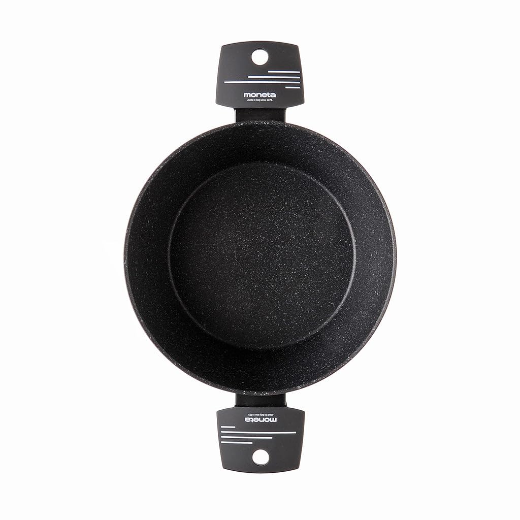 Moneta Yes! Casseruola 2 Manici, Per tutti i fuochi, inclusa l'induzione, Alluminio, Nero, 24 cm