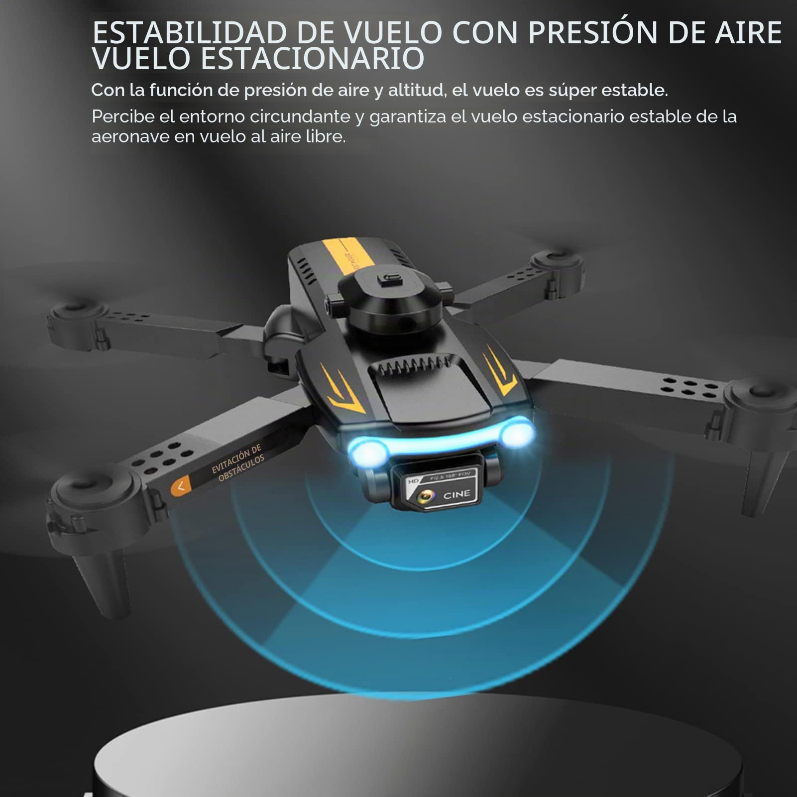 Goolsky Drones con Camara 4K WIFI Daul LSRC XT2 2.4G Detección de Obstáculos, Giroscopio de 6 Ejes, que Mantiene la Altitud, Fotografía con Gestos,Azul