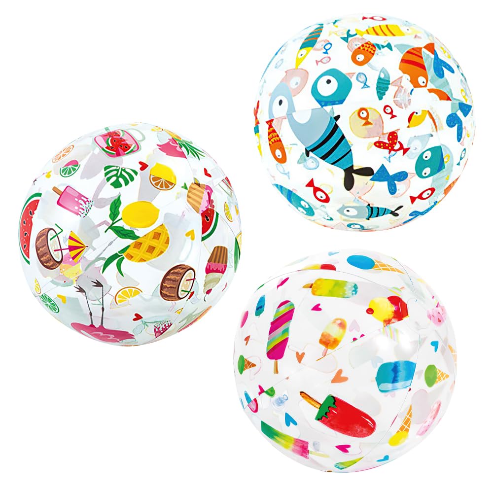 YANGUN Balón de playa inflable de 51 cm, 3 pelotas de agua inflables, pelota de playa inflable, transparente, inflable, para niños y adultos, para actividades al aire libre, piscina, fiesta en la