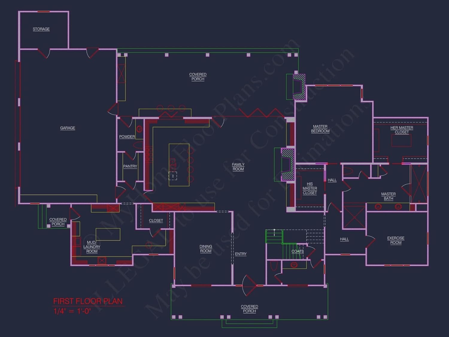 19-1688 HOUSE PLAN - Colonial Revival House Plan: Architectural Floor Designs