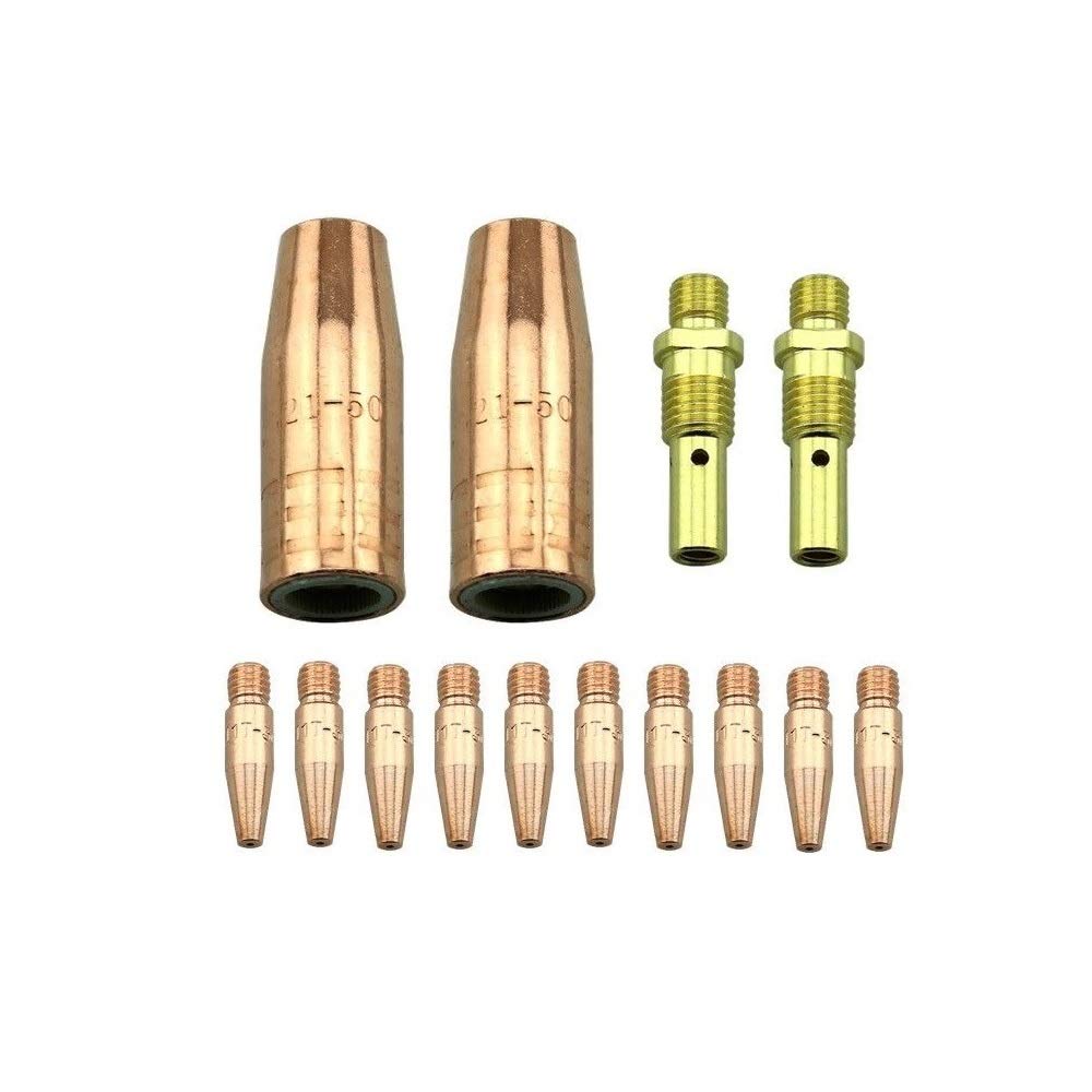 WeldingCity MIG Welding Gun Accessory Kit .045" (Tapered Contact Tip-Gas Nozzle-Gas Diffuser) for Lincoln Magnum 100L and Tweco Mini/#1 Up to 200A M4T