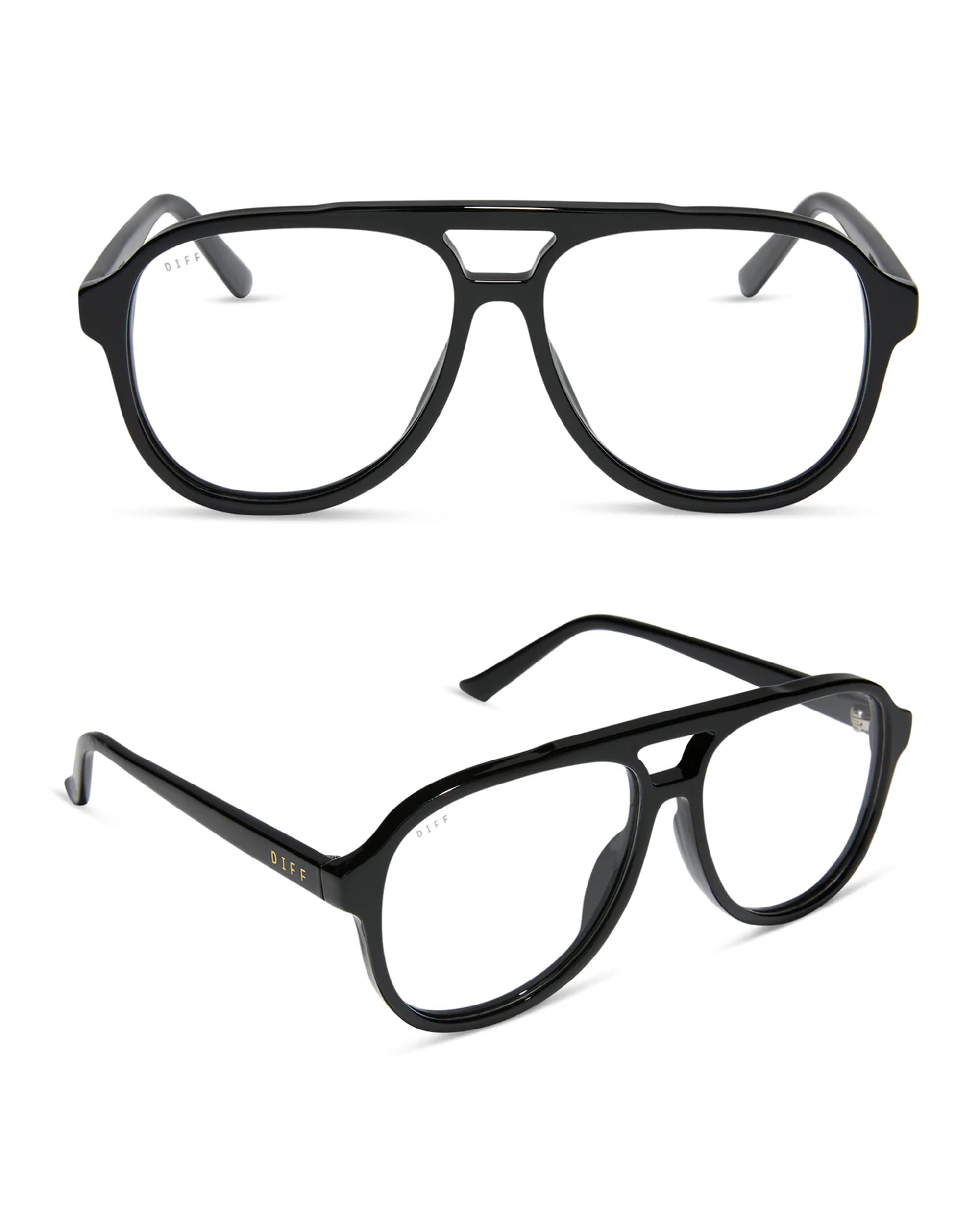 DIFF Tatum Reading Glasses | Blue Light Blocking Oversized Readers | Lightweight Aviator Designer Frames