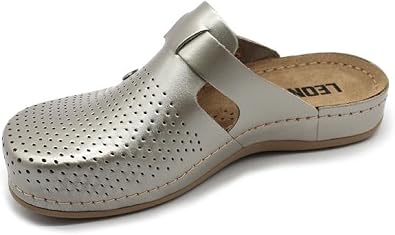 LEON 950 Leather Slip-on Womens Ladies Mule Clogs Slippers Shoes, Champagne, EU 38 (7.5M US Women)