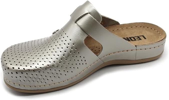LEON 950 Leather Slip-on Womens Ladies Mule Clogs Slippers Shoes, Champagne, EU 38 (7.5M US Women)