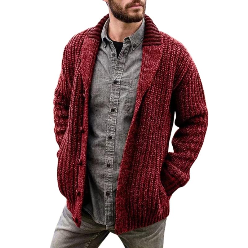 bifanxi Men's Shawl Collar Knitted Sweater with Buttons Slim Fit Cardigan for Autumn and Winter-picture-36