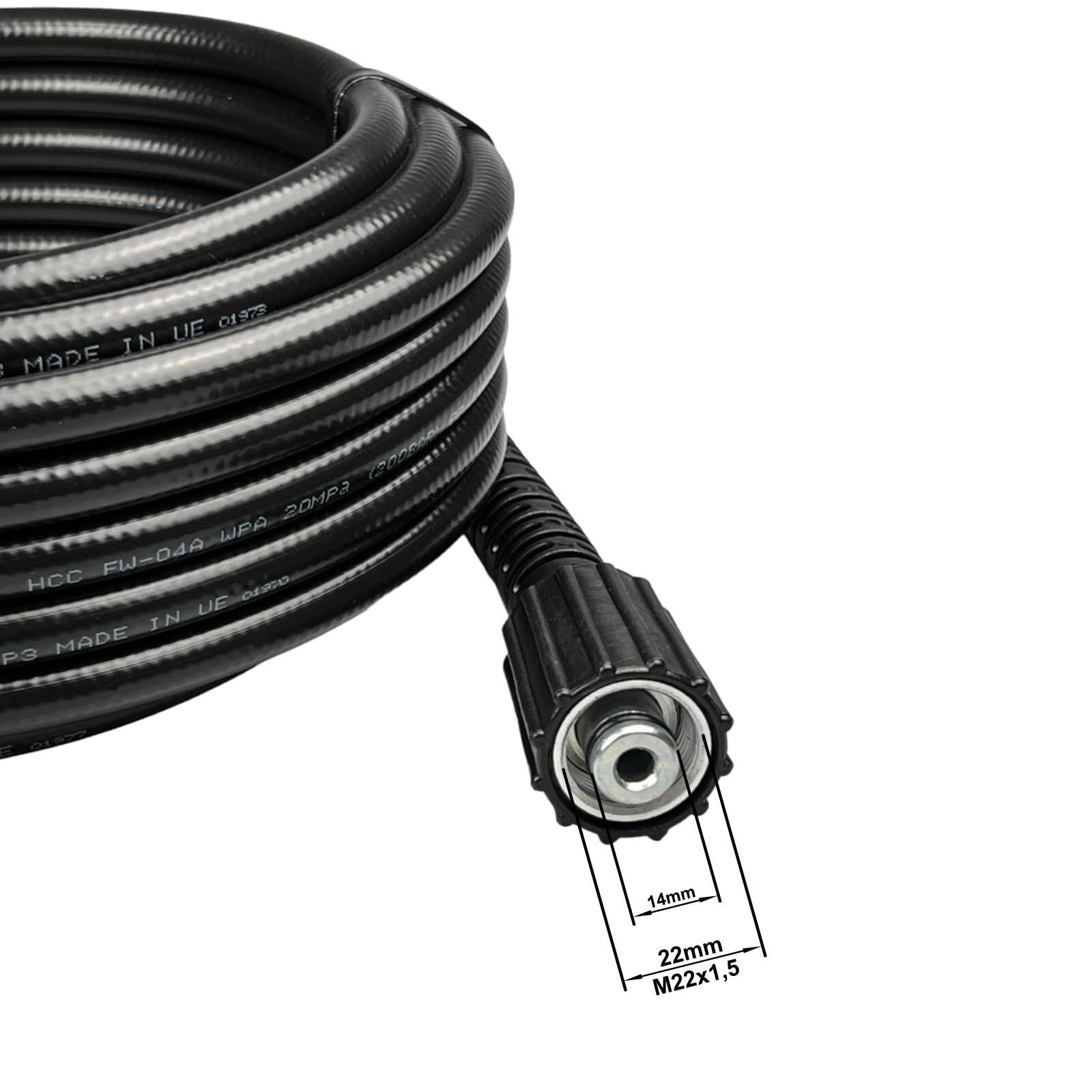 M&M Smartek wąż HP 5 m, 160 bar do Kärcher/Kränzle, wzmocniony | Wzmocniony wąż wysokociśnieniowy z osłoną przeciw zagięciom; sprawdź złącza, ciśnienie, temperaturę i urządzenie.