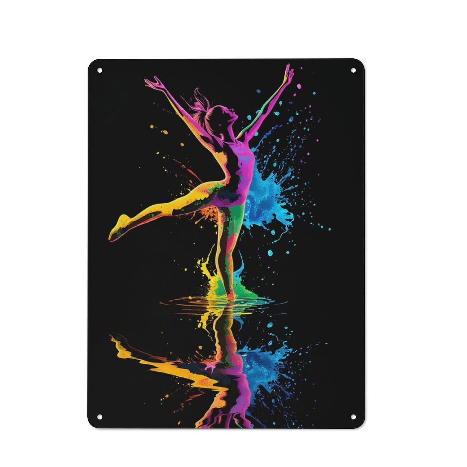 Junmoney Rainbow Dancer Silhouette Tin Sign 40X30cm With For Hallway Wall, Vintage Decor, For Home Interiors, Feature Walls And Decorative Displays