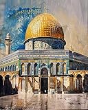 PIPISKY DIY Easy Acrylic Paint by Number Kits on Canvas,Ancient Islamic Mosque,Create Works of Art Easily(40x50cm,Without Frame)