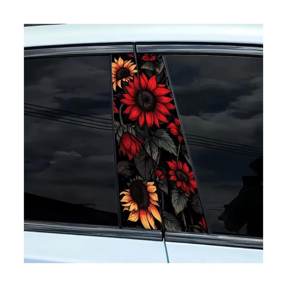 Bertdcx One Color Pair Of Sunflower Pattern Car Stickers Self Adhesive Waterproof And Scratch Resistant Auto Parts