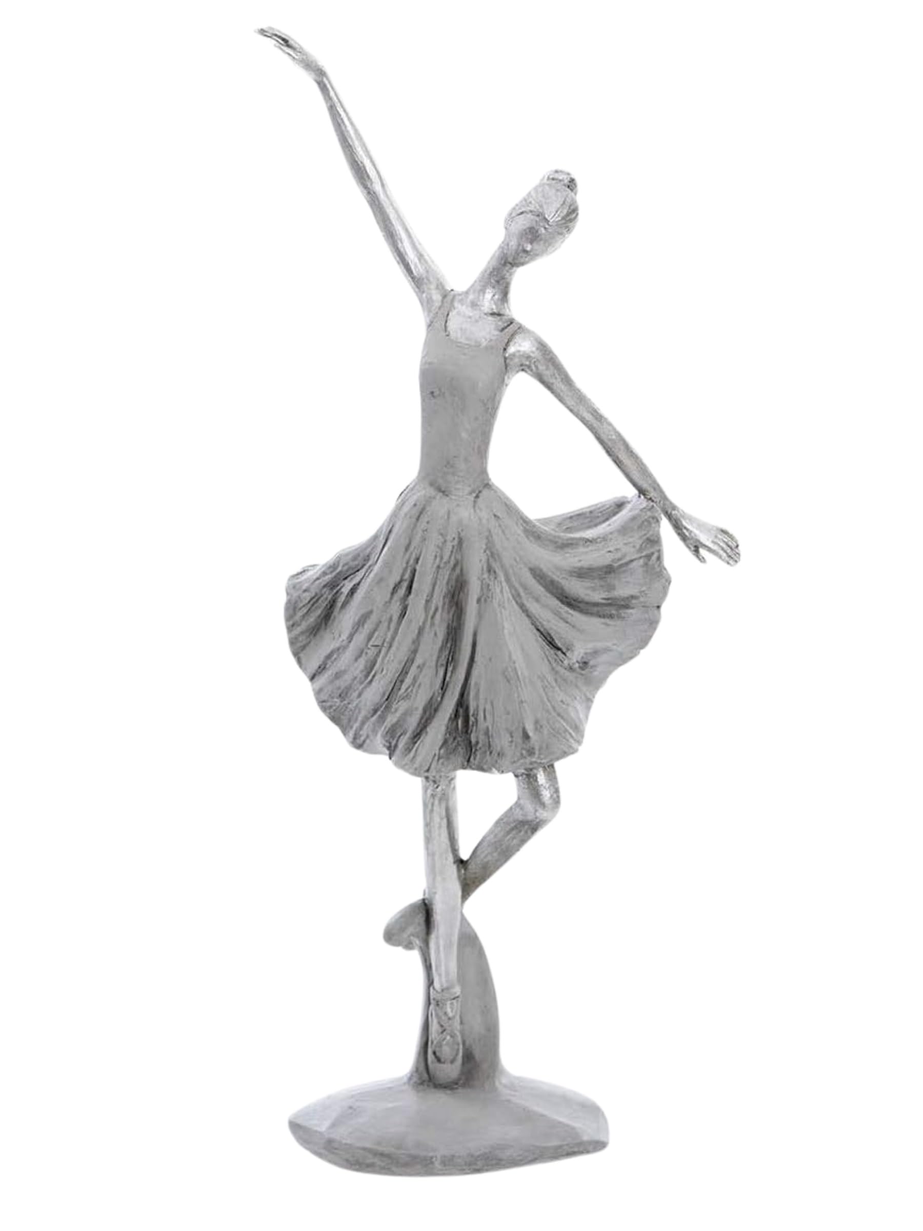 DRW Figure of a Dancer Resin White and Silver 15x9x33cm