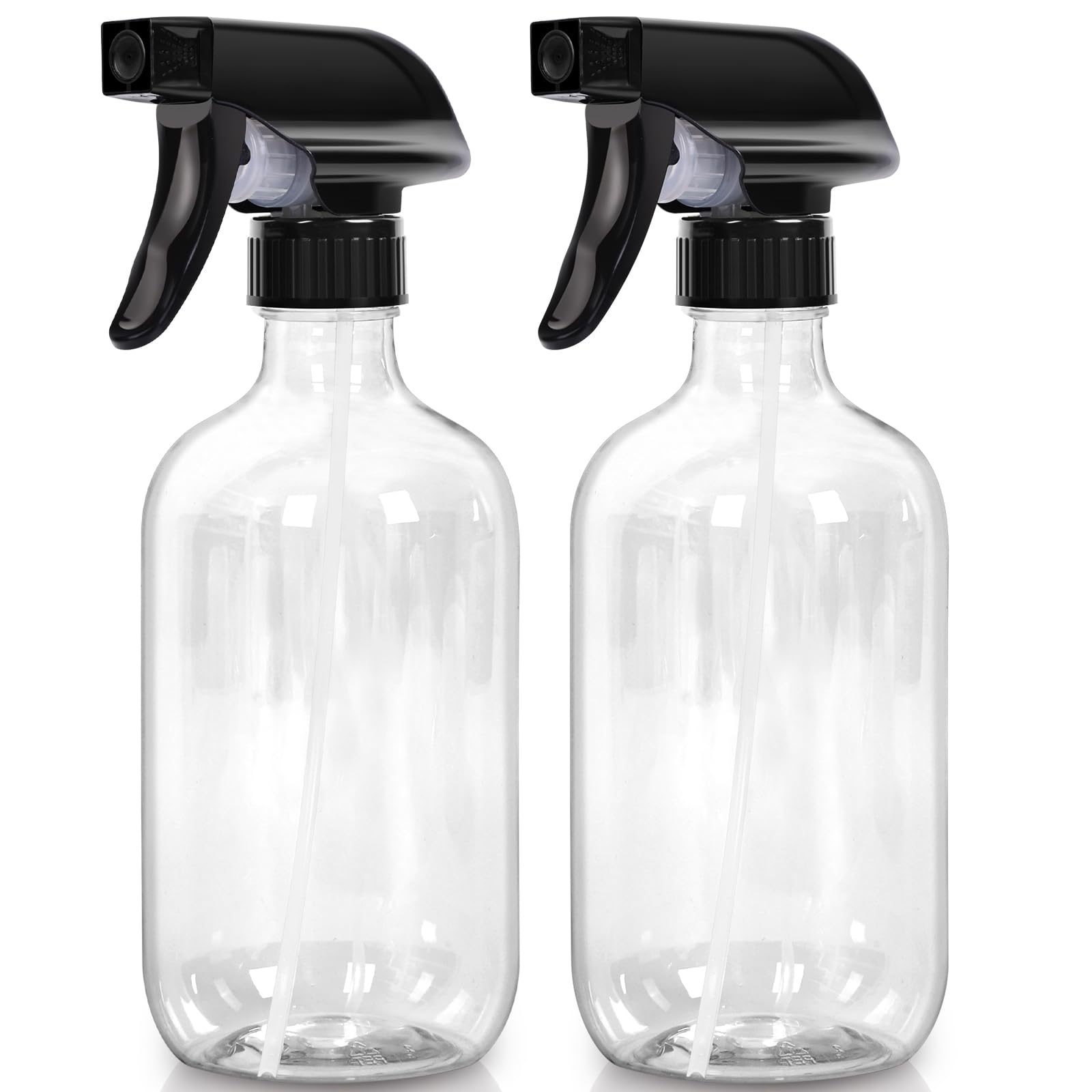 Josteve Cleaning Spray Bottles Hair Water Spray Bottle Plants Mister Sprayer Durable Trigger, Refillable, Clear Plastic 2x 500ml (3Pcs Misting Head) Empty Gardening Atomizer Hair Mister Mist