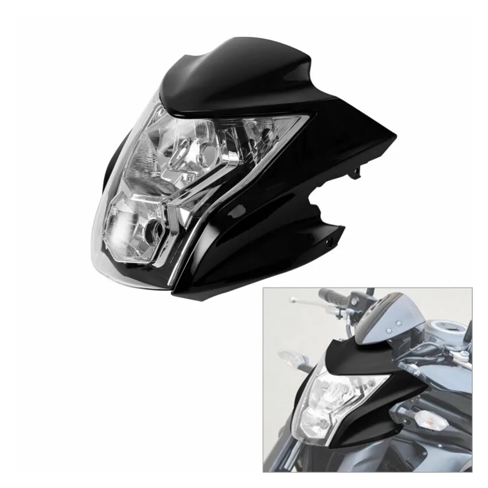 XCZPRKMXY Motorcycle Black Headlight Fairings Head Light Lamp Cowling Compatible With Kawasaki ER6N 2012-2015 2013 2014 headlights assembly(Black)