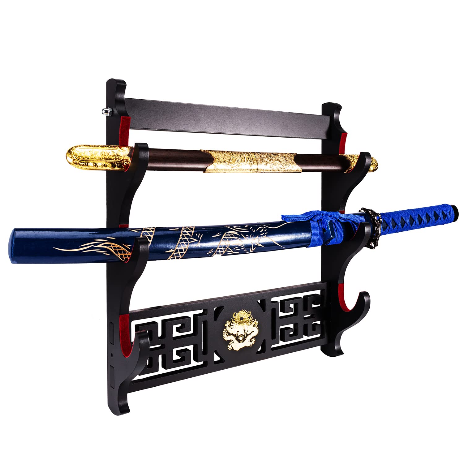 Katana Rack Samurai Sword Display 8-Tier Katana Sword Wall Mount Display Stand ...