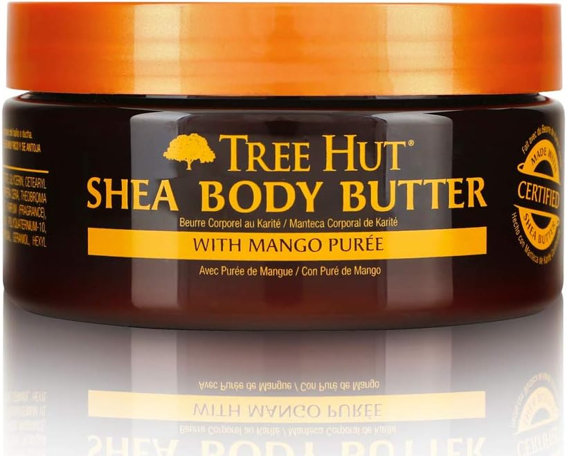 Tree Hut 24 Hour Intense Hydrating Shea Body Butter Tropical Mango, 7oz, Moisturizer with Pure Shea Butter for Nourishing Essential Body Care