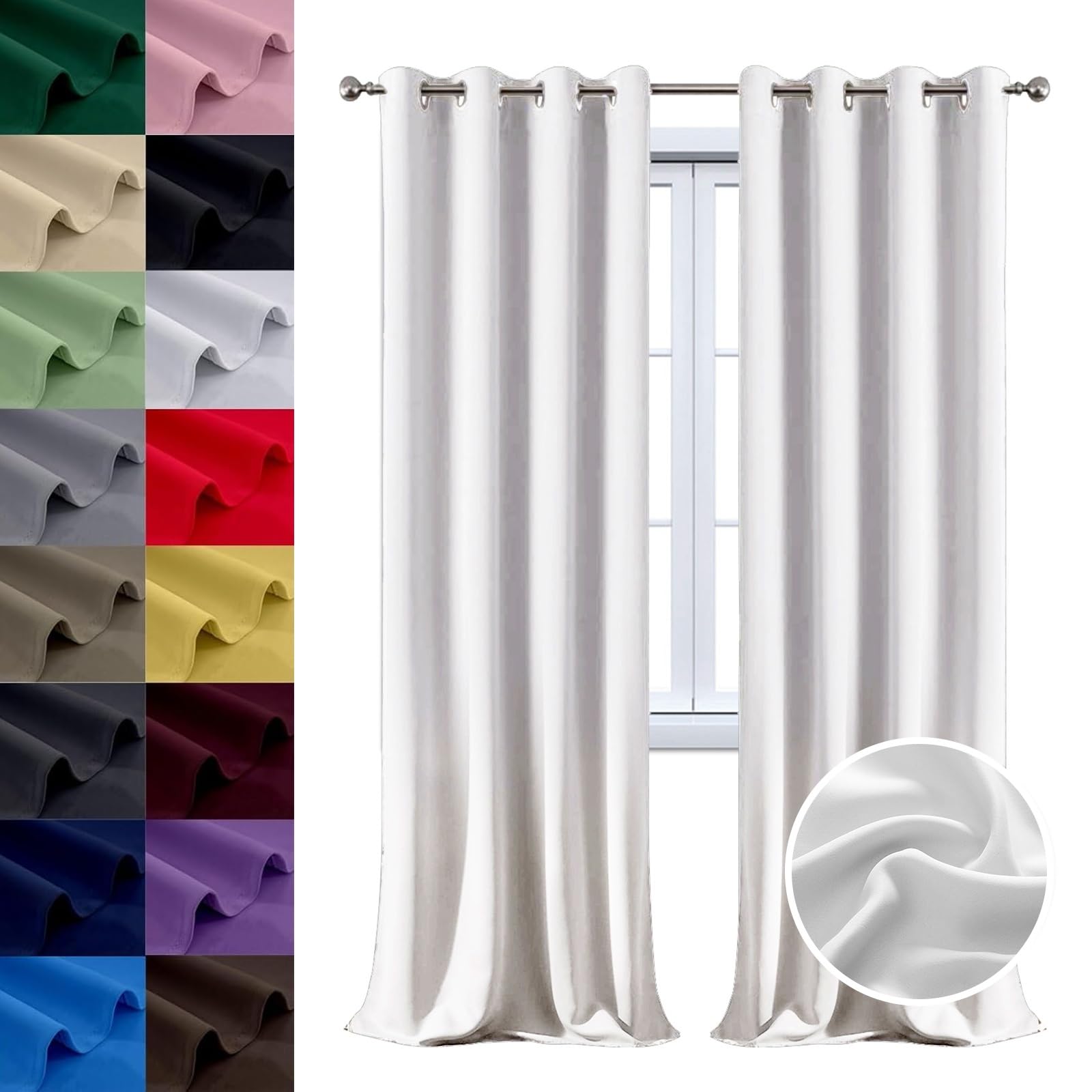 Rideaux occultants 150 x 265 cm lot de 2 blancs en polyester opaques pour maison
