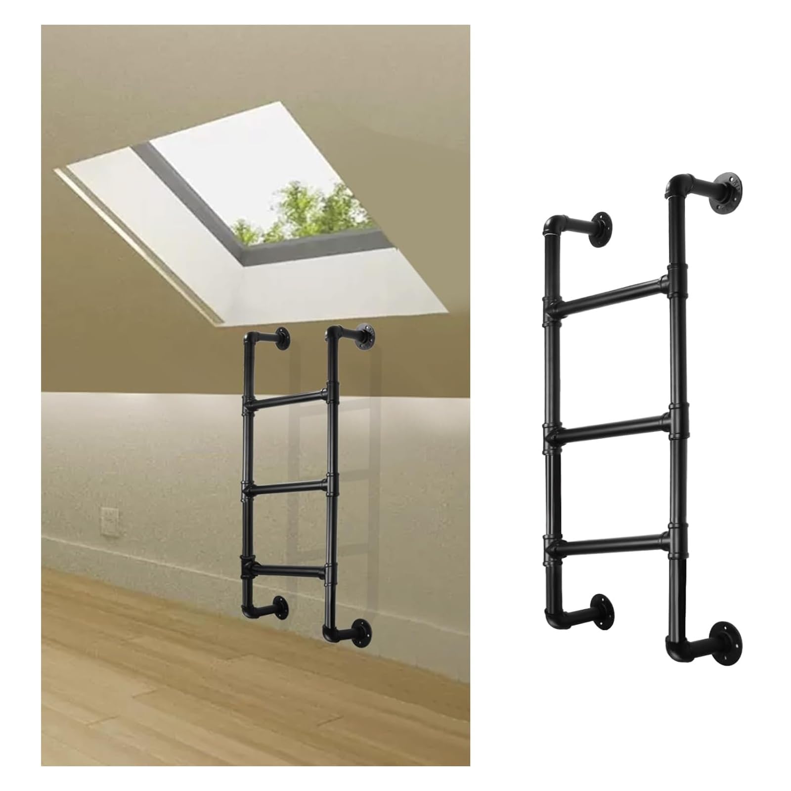 Scale Da Parete Ad Alta Resistenza Ingresso E Uscita Scale per Esterni, Tetti, Garage, Camper, Attici E Librerie(White,226cm/88.8in)
