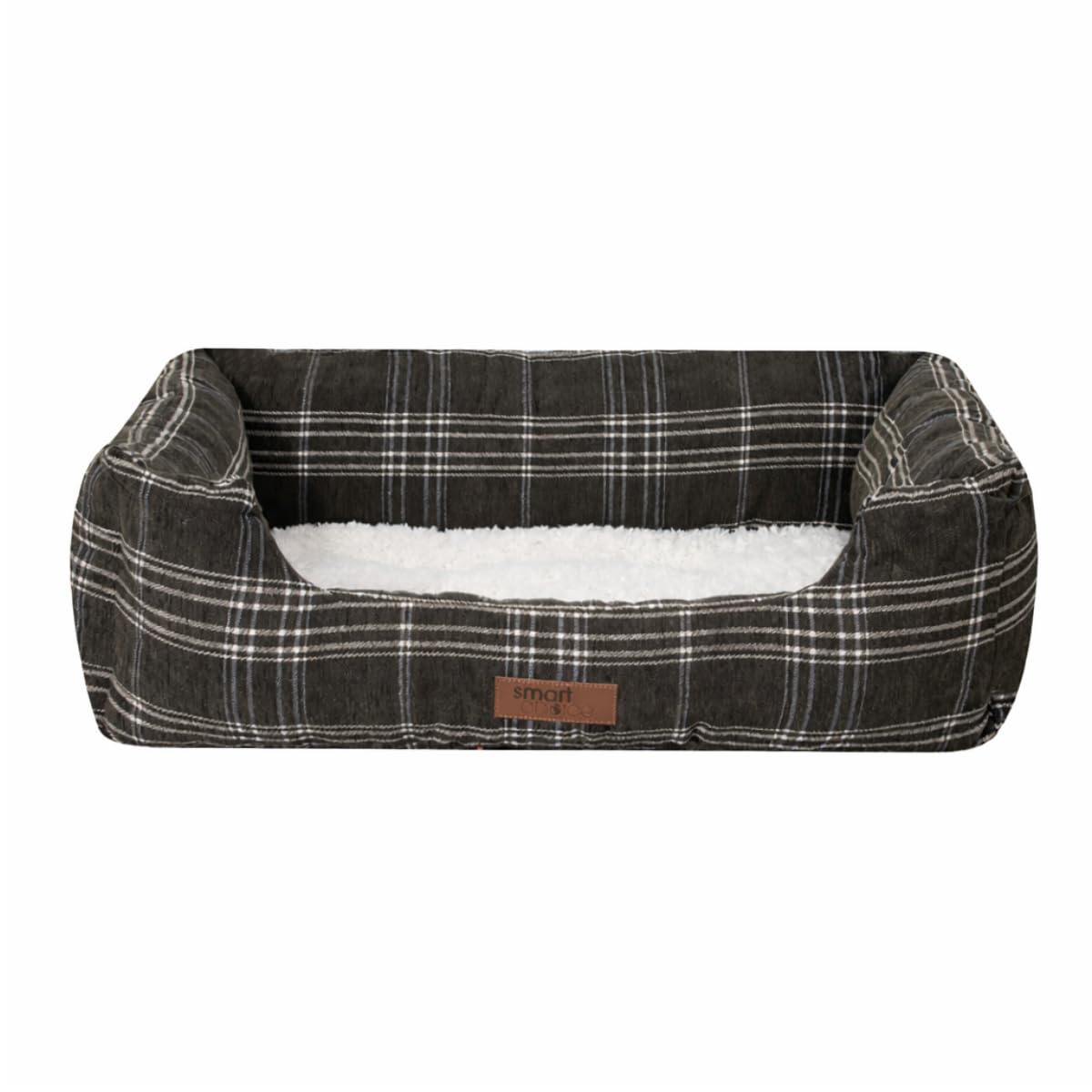 YöL Green Plaid Dog Bed Medium 58 x 48 cm Cotton Twill Pet Bed with High Walls, Anti Slip Base, Fixed Cushion, Machine Washable Comfortable Dog Bed with Recycled Filling — image 1