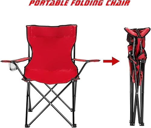 Miniatura 6 de Silla de camping plegable pequeña con reposabrazos y bolsa de almacenamiento de transporte, sillas de playa para adultos, sillas de césped ligeras