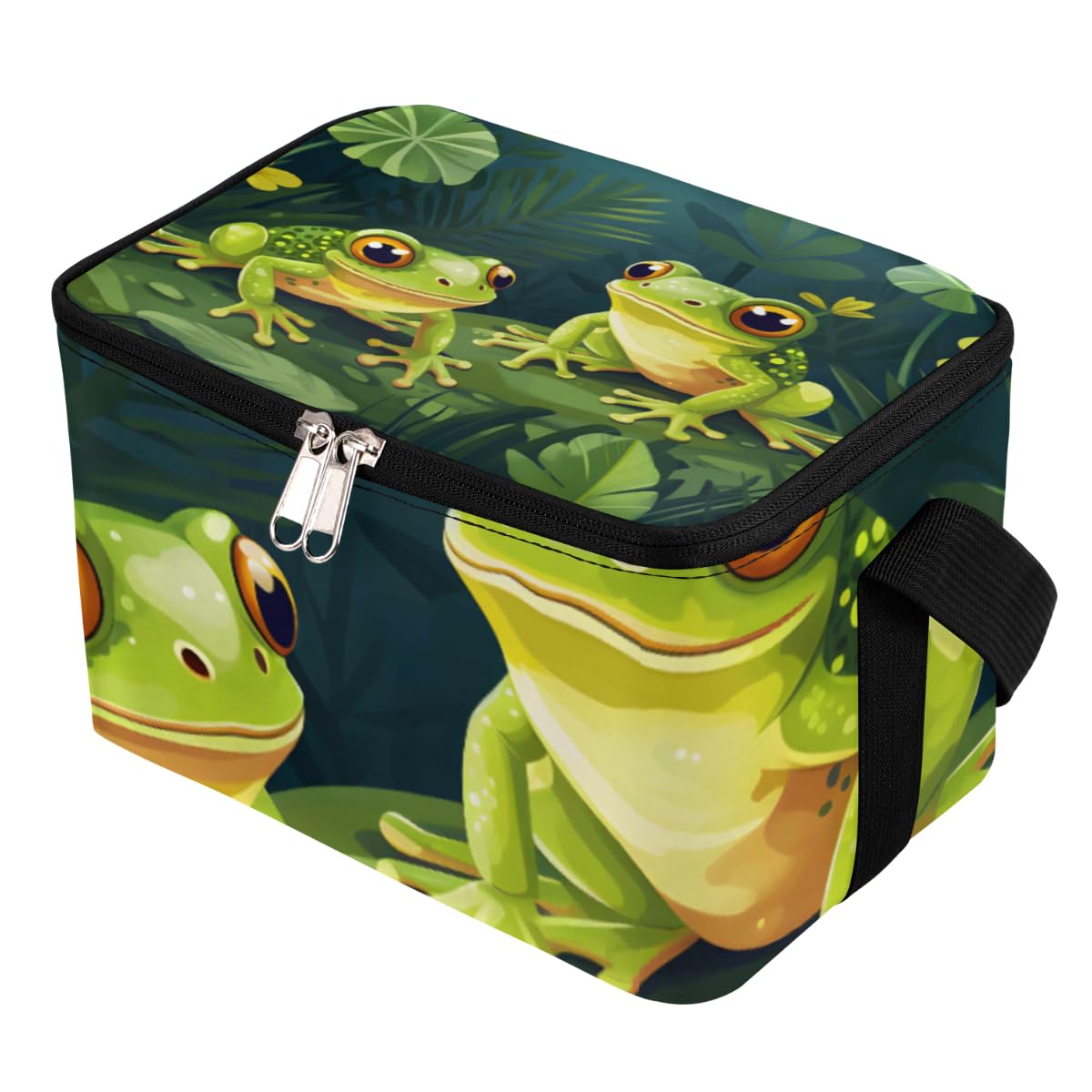 GzLeyigou Lunch Bags for Women Men 9 Cans,Frogs Hot & Cold Food Delivery Bag Insulated Grocery Bag Insulated Lunch Box Lotus Leaf Cooler Bag for Office Work Picnic Beach
