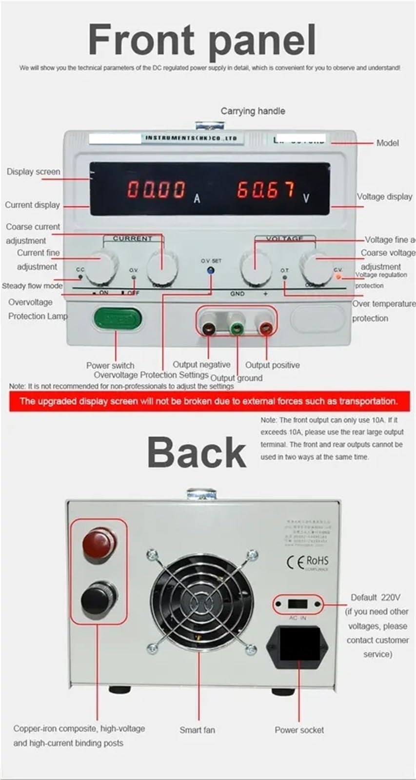 alimentazione elettrica del laboratorio, Alimentatore da banco ad alta potenza, digitale, regolabile, a commutazione regolata, CC variabile(LW-1550KD)