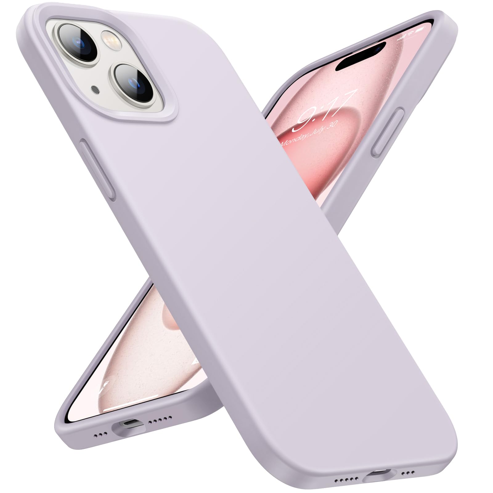 Designed for iPhone 15 Case, Silicone Phone Case [Military Grade Drop Protection] [Anti-Scratch Microfiber Lining] Silicone Ultra Slim Cover Shockproof Phone Cases 6.1 inch, Lilac