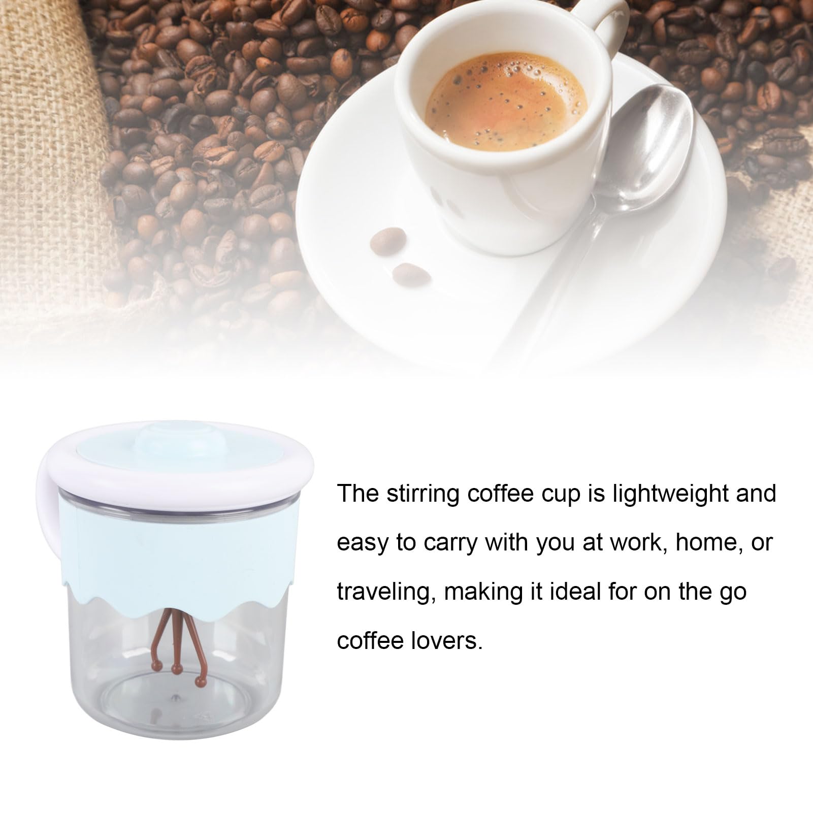 Asixxsix Lightweight Electric Stirring Coffee Mug, 400ML Self Stirring Mug, Cute Portable Mixing Cup with Lid, for Milk, Protein, Cocoa, Rechargeable Coffee Mug Electric Mixing Cup for