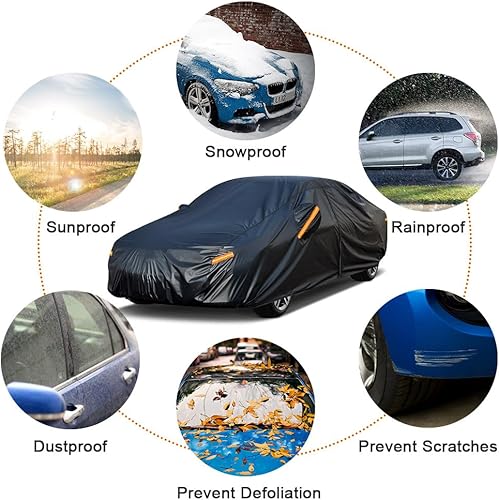 Miniatura 5 de Kayme - Cubierta completa impermeable de 7 capas para automóvil, apta para todo clima, protección pexteriores contra lluvia, sol, rayos UV, color
