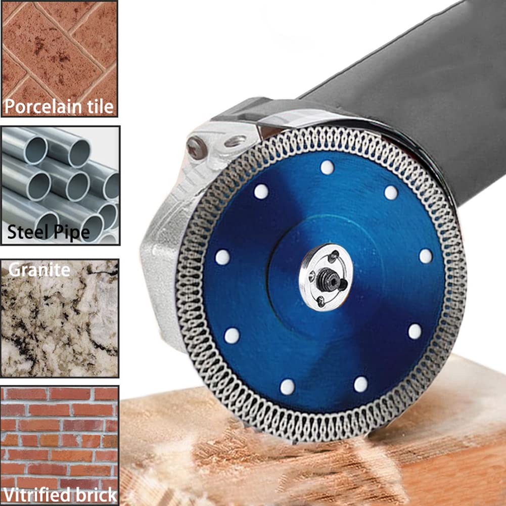 Disque Diamant 125mm, Lot de 5 Disque à Tronçonner Diamanté Ø125 x 1,2 mm x 22,23 mm, pour Meuleuse d'angle, Coupe de Porcelaine, Carrelage, Granit, Marbre, Céramique, Béton Renforcé, Bleu