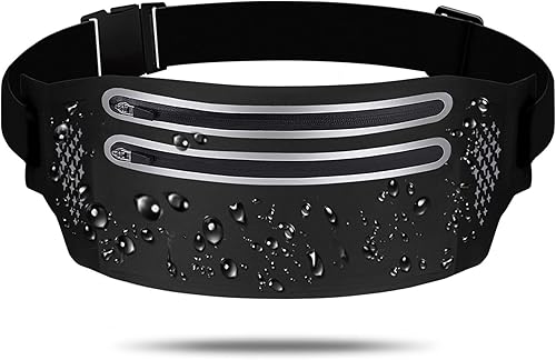 Running Belt Running Belts for WomenMen Running Fanny Pack Women Upgraded Version Reflective Ultra Thin and Waterproof Double Zipper Adjustable for
