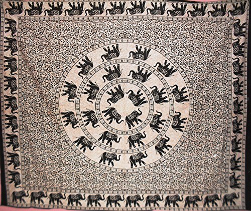 Jaipur Floral Decoración de la pared, elefante Mandala tapiz colgar en la pared Cover