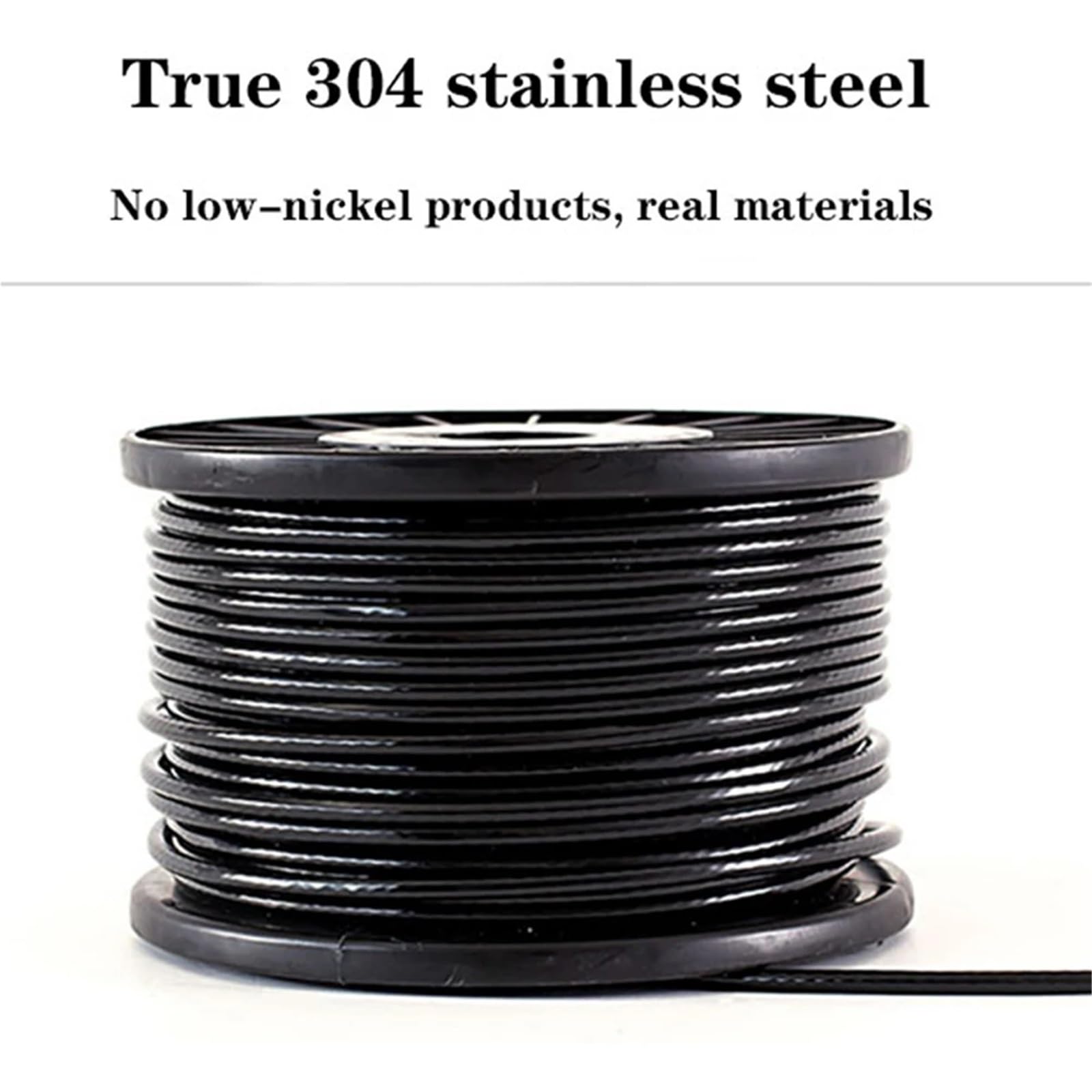 Alambre De Acero Plastificado Cable de acero inoxidable 304 recubierto PVC negro, cable flexible blando