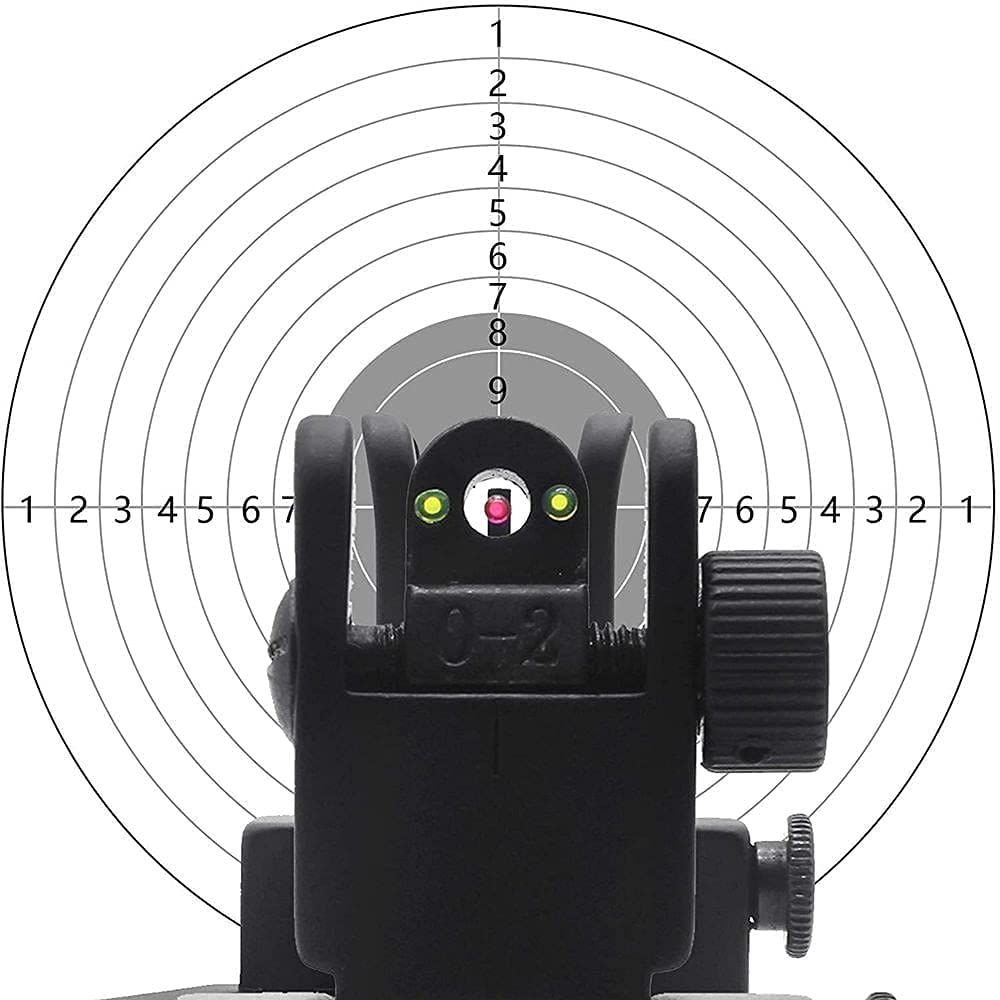 FIRECLUB Tactical Front and Rear Folding Flip up Iron Sights for Hunting (Black with glass fibre)
