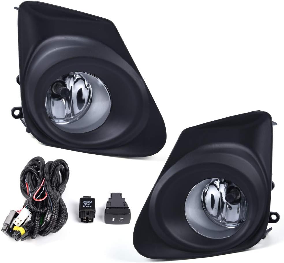 Bumper Driving Fog Lights Lamp w/Bezel & Switch Bulbs Wiring Kit Compatible For Toyota Corolla 2011-2013 Clear Lens
