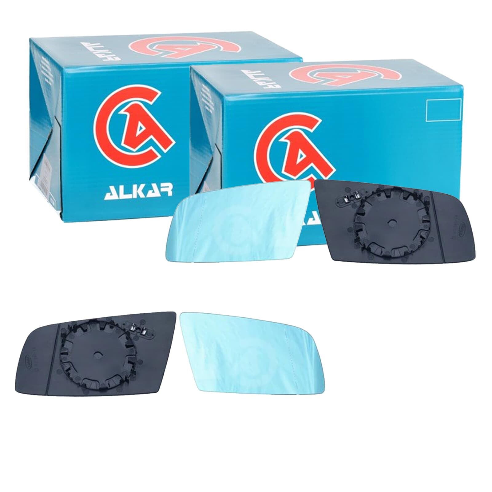 2X Alkar Spiegelglas Asphärisch Beheizbar Blau links+rechts