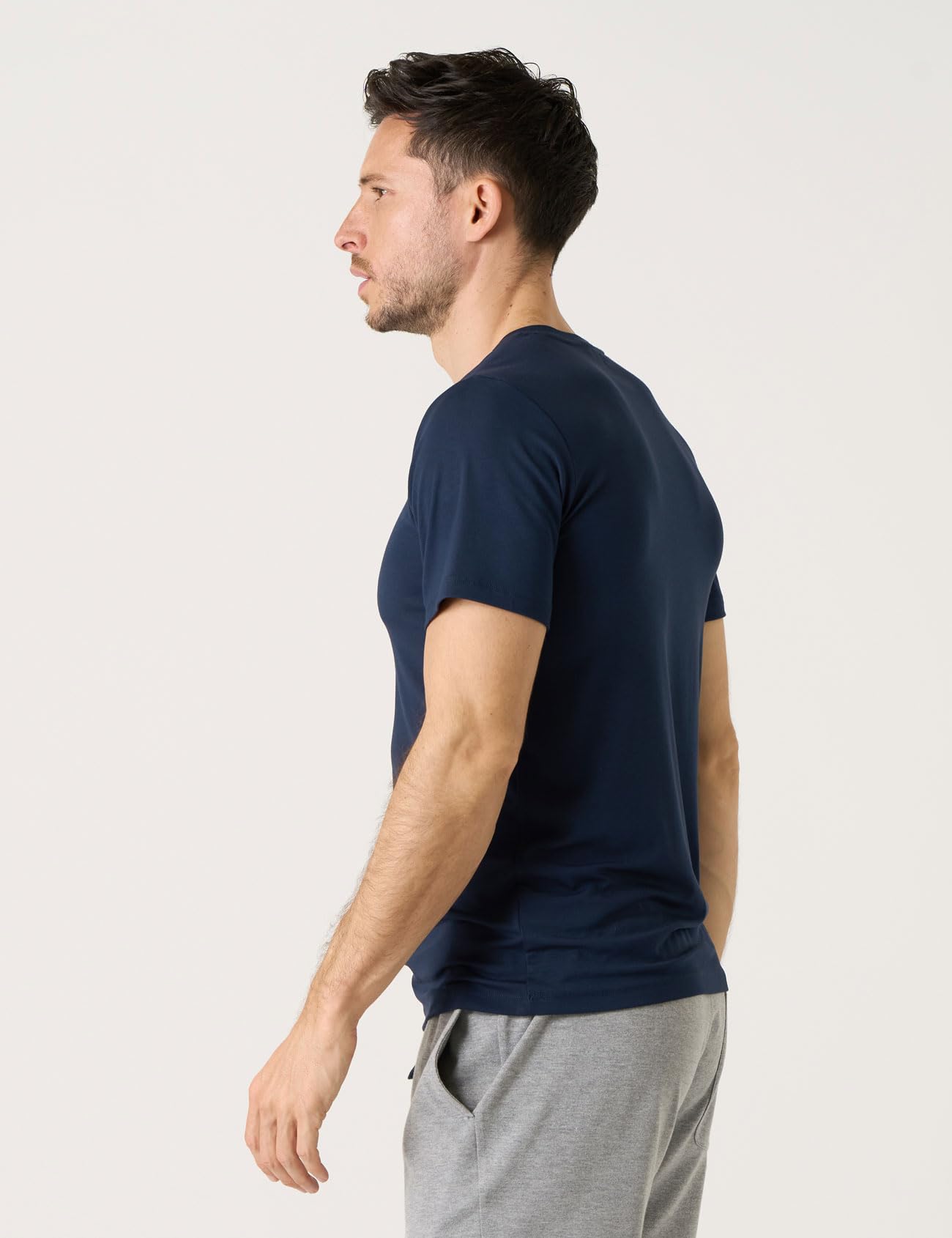 LAPASA Camiseta Manga Corta para Hombre Camiseta Interior Sólida Transpirable con Cuello en V y Cuello Redondo (Paquete de 2) M07/M08