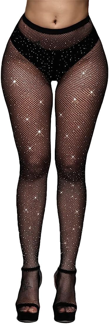 Women's Sparkle Rhinestone Fishnets, Sexy Sparkly Glitter Party Concert Outfit Fishnet Stockings-image-48