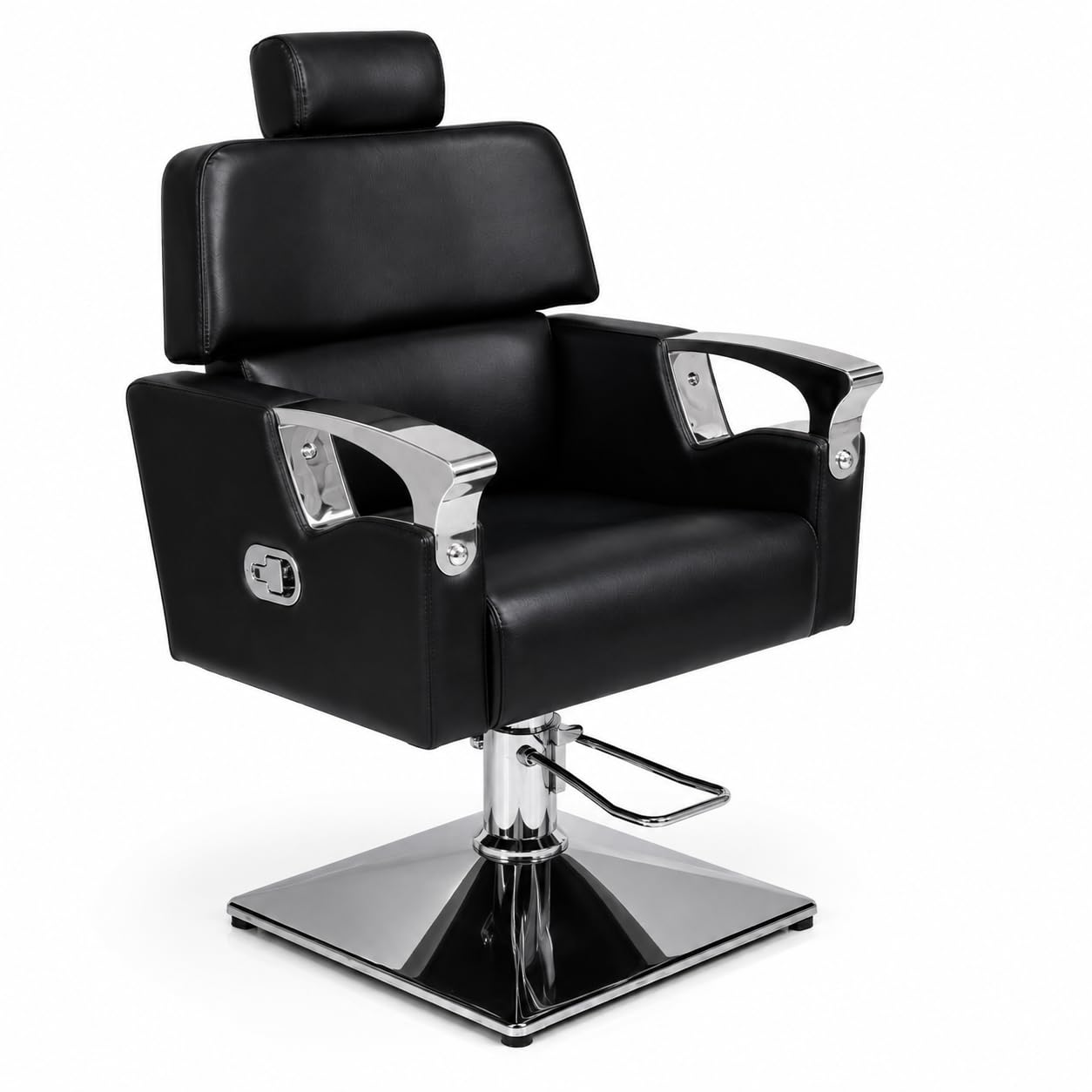 Premium Salon Chair for Hair Cutting & Beauty Parlour, Hydraulic Barber Chair with Adjustable Height & Headrest, Heavy Duty Styling Chair for Salon, Spa & Beauty Studio (Silver Base)-image-10