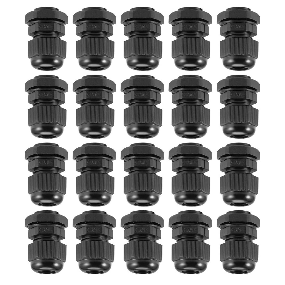 MACHSWON 20Pcs PG16 Cable Gland - Durable Threaded Wire Connector with Locknut for 10-13mm Dia Cable Wire, Black