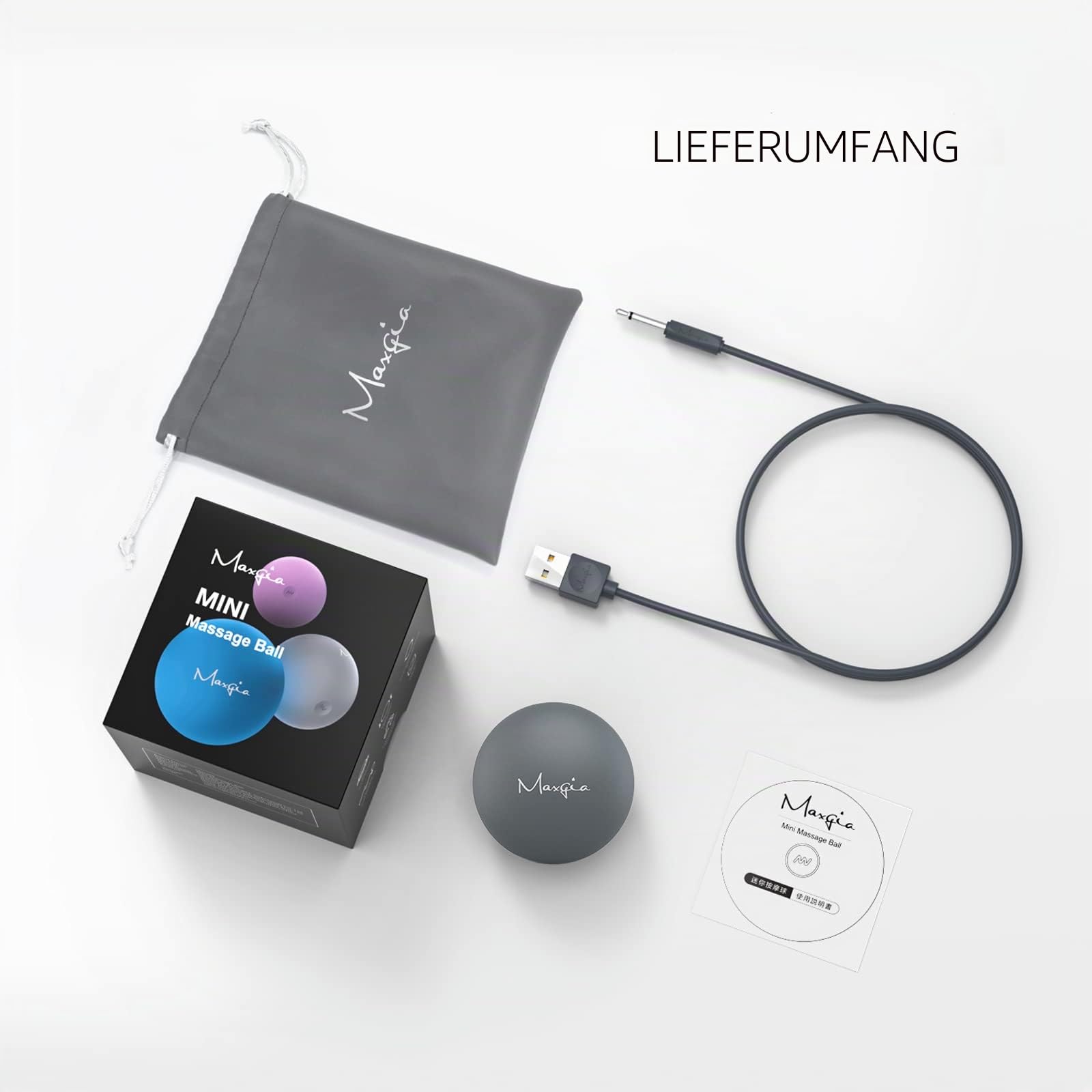 5 cm Mini-Massageball, 5 Geschwindigkeiten, elektrischer Massageball für Hand, Fuß, Muskeln, Therapieball zur myofaszialen Entspannung, Linderung von Plantarfasziitis (Lila)