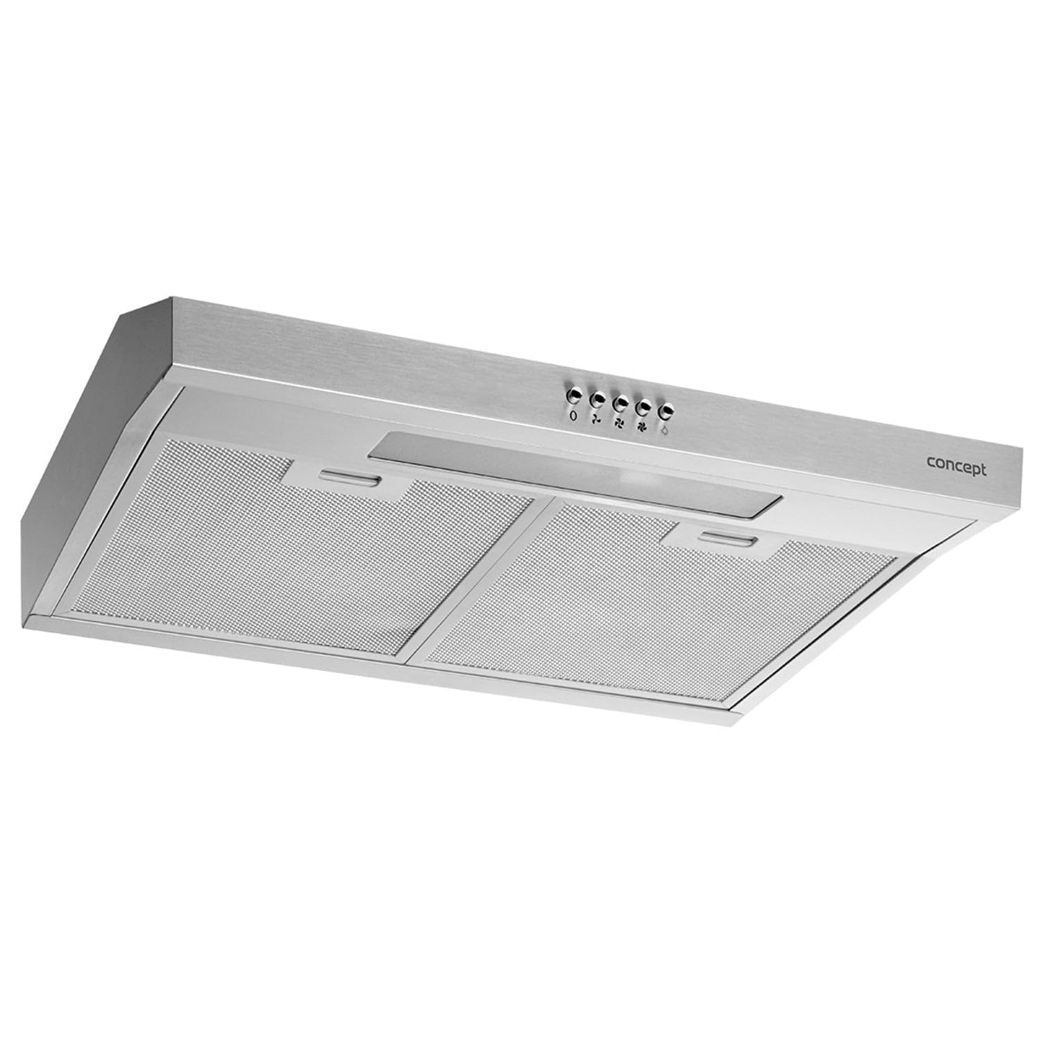 Concept OPP1260 okap kuchenny 60 cm z oświetleniem LED i 3 poziomami mocy, okap kuchenny podblatowy 135 m3 67W funkcja wywiewu/obiegu (srebrny)