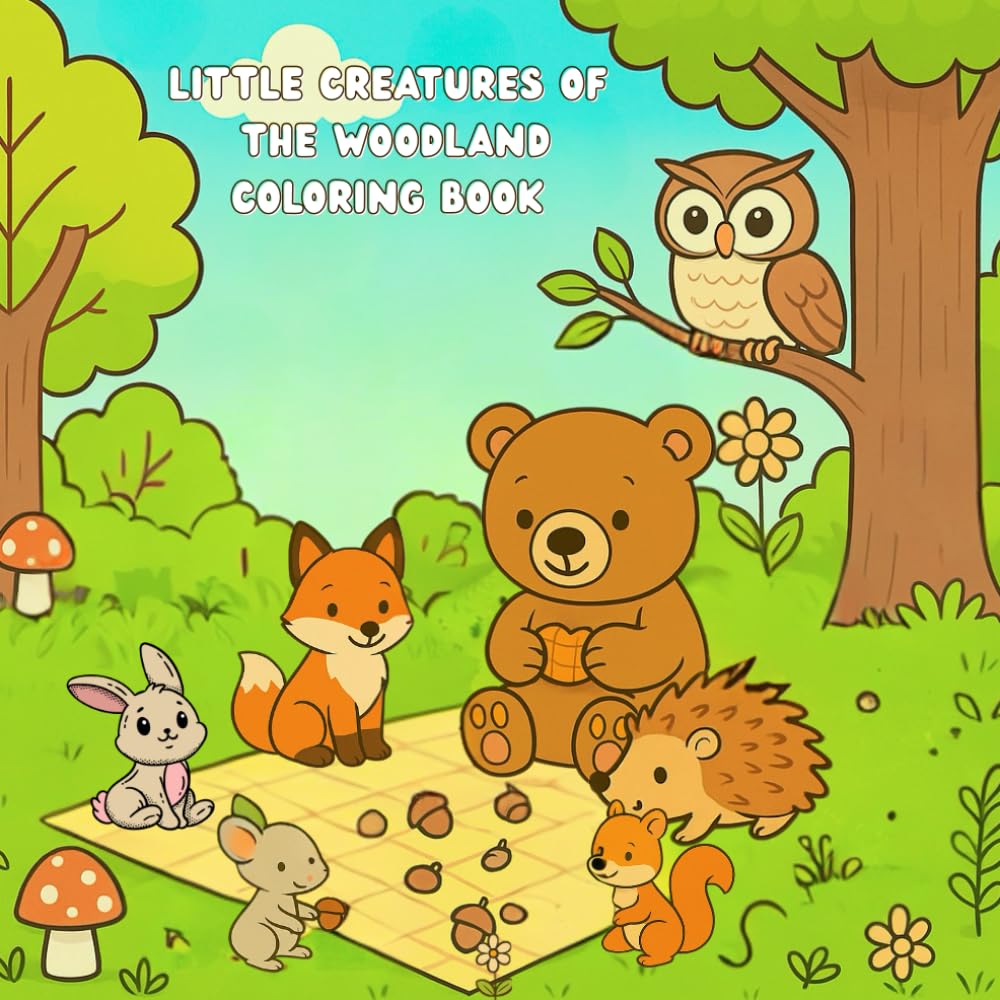 LITTLE CREATURES OF THE WOODLAND: Cute and Relaxing Woodland Animal Coloring Pages Featuring Forest Creatures, Nature Scenes, and Whimsical Wildlife for kids and adults