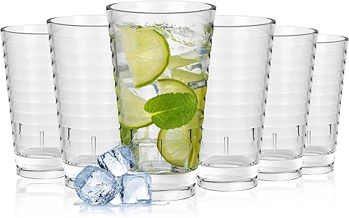 ALIMOTA Vasos de plástico acrílico irrompible vasos de plástico para beber 13 onzas juego de 4 a prueba de roturas apto para lavavajillas sin BPA