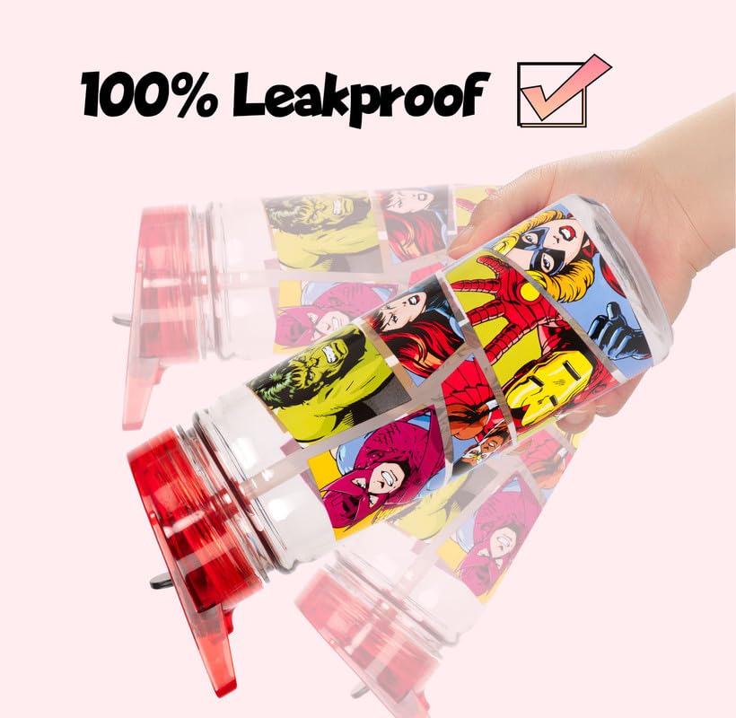 Marvel Avengers Plastic Bottle with Straw BPA Free 580 ml School Water Bottle for Boys 100% Leakproof Durable Superhero Bottle - Image 4