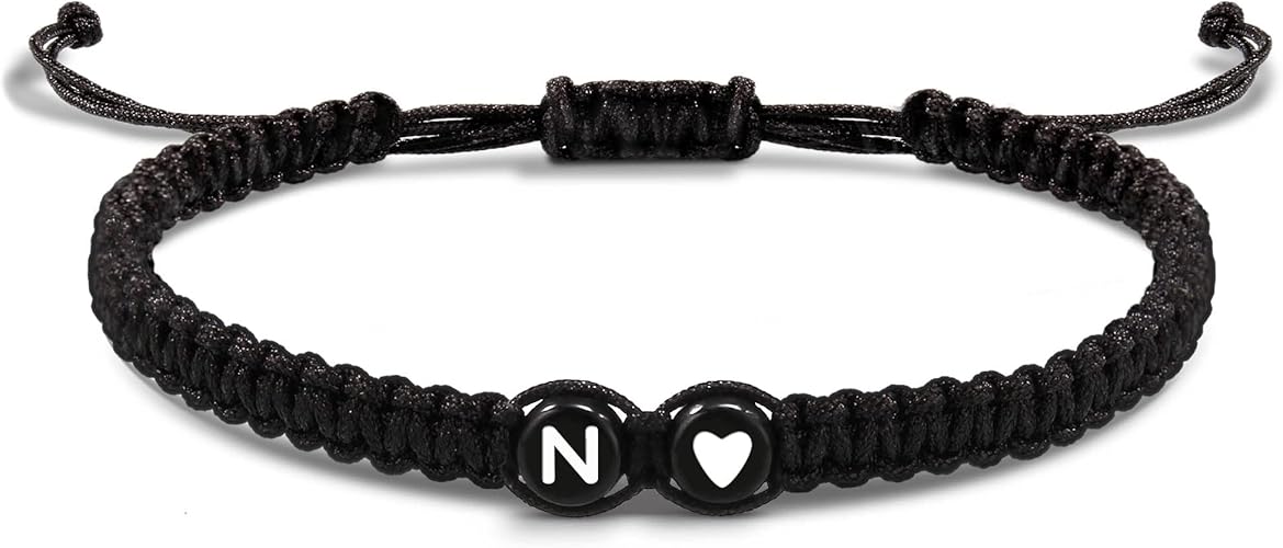 Btysun Initial Bracelets for Women Teen Gifts Trendy Stuff Best Friend Birthday Gifts Graduation Adjustable Letter A-Z Braided Bracelets Heart Link Sister Daughter Mother's Day Mom Female Christmas Jewelry