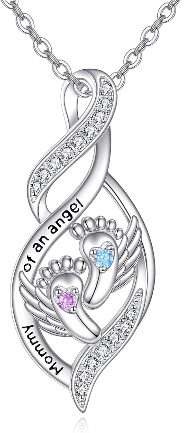 Mommy Of Angel Necklaces Sterling Silver Miscarriage Gifts for Mother Infant Loss Gifts for Mom Angel Baby Memorial Jewelry for Women