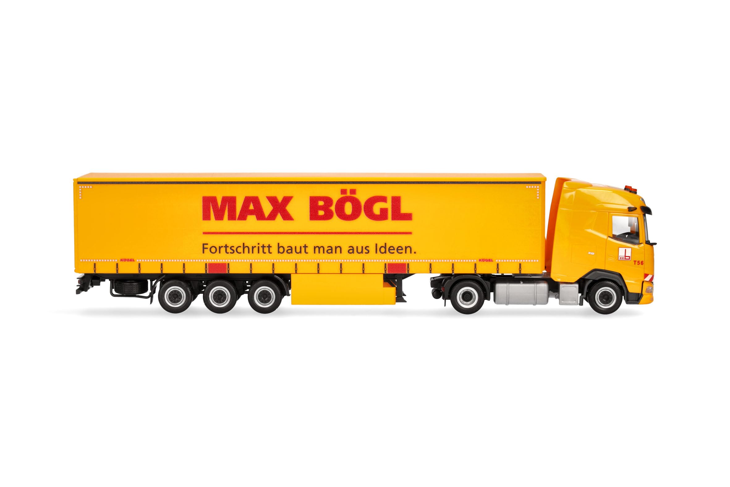 Herpa model ciężarówki DAF XG naczepa plandekowa „Max Bögl”, miniatura w skali 1:87, model kolekcjonerski, wyprodukowano w Niemczech, tworzywo sztuczne