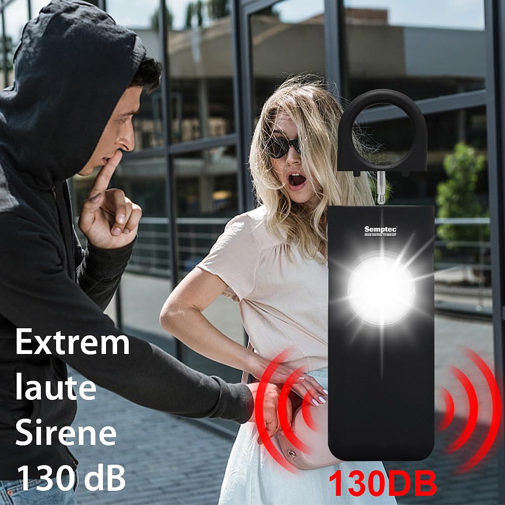 Semptec Urban Survival Technology Reisealarm: 4er-Set Selbstverteidigungs-Schlüsselanhänger, 130 dB, Taschenlampe (Alarmanlagen für unterwegs, Selbstverteidigungsalarme, Selbstverteidigung)