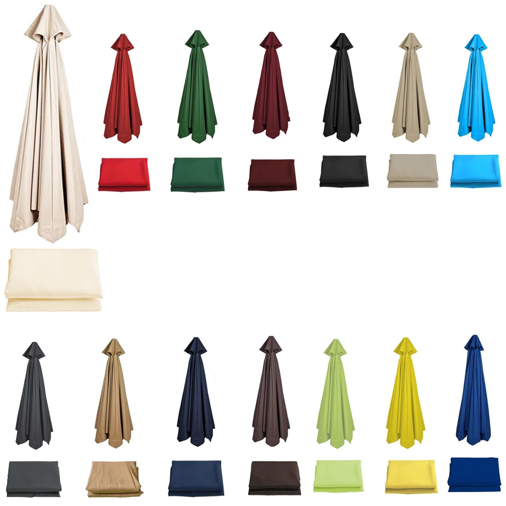 Sun Umbrella Replacement Cloth Parasol Umbrella Replacement Canopy Cover 6 Arms 8 Arms Replacement Parasol Fabric Canopy For Standard & Cantilever Parasols 200cm/270cm/300cm(Color:White,Size:2.0 m-6 A