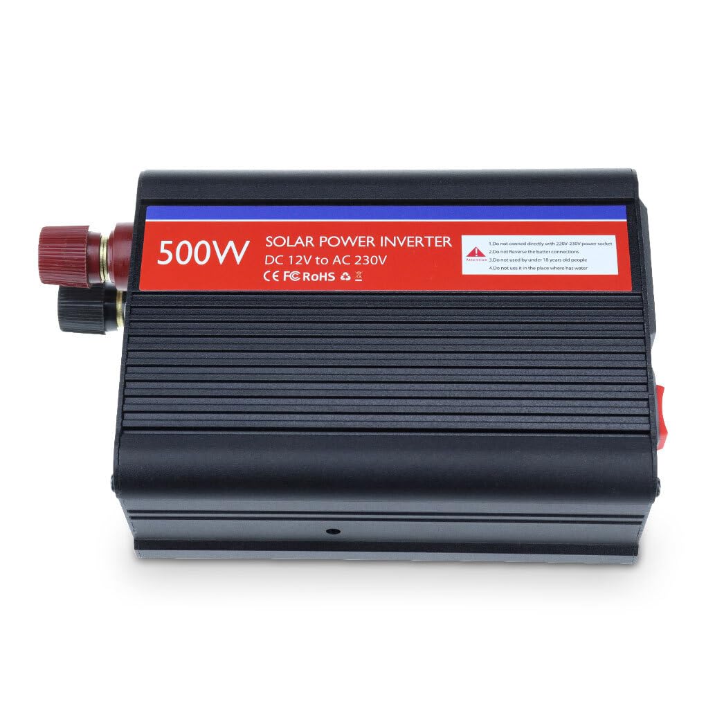 KIXZSAZ 500W Sine Wave Power Converter DC 12V to AC 230V Solar Short Circuit Built-in Fan Travelling Emergency Inverter