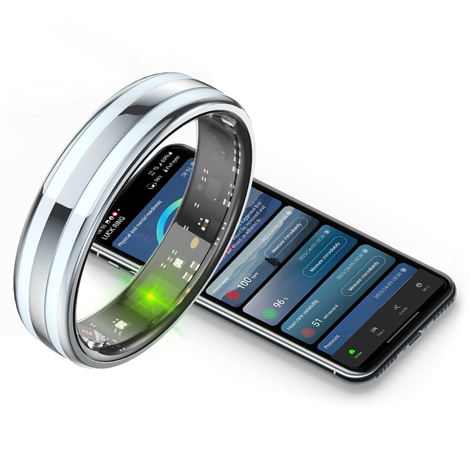 findtime Smart Ring - Anillo de fitness para mujer, ultra delgado, monitor de frecuencia cardíaca, monitor de sueño, contador de pasos, rastreador de fitness para deportes, distancia, calorías